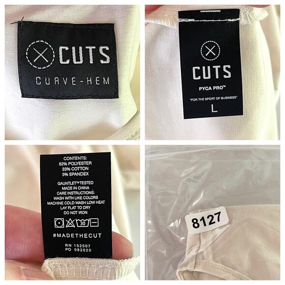 Cuts Clothing NEW AO Curve-Hem Short Sleeve T-Shirt Mens Sz L Cream Soft Stretch - Picture 7 of 7